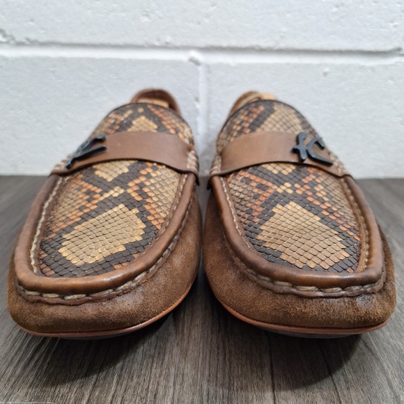 Franco Cuadra Mens Brown Python Suede Leather Driving Loafers Made in Mexico 9.5 - Picture 4 of 11